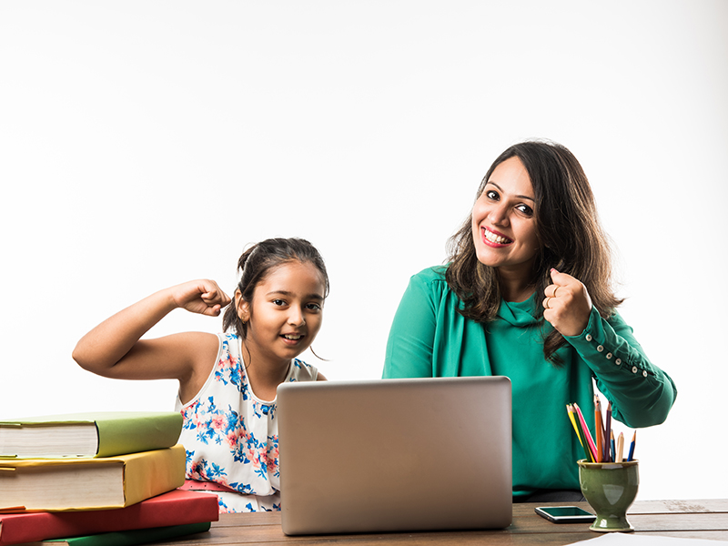 Indian,Girl,Studying,With,Mother,Or,Teacher,At,Study,Table